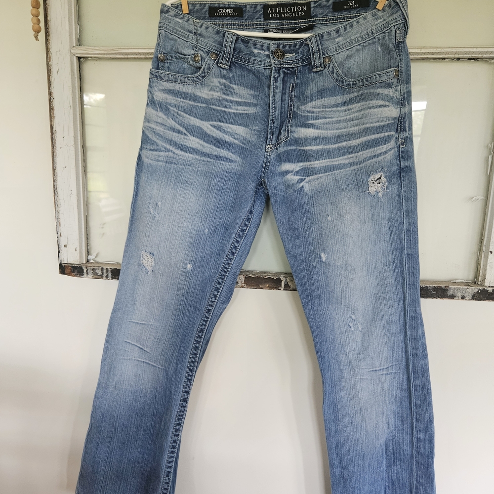Affliction Women's Light Blue Wide Leg Jeans
